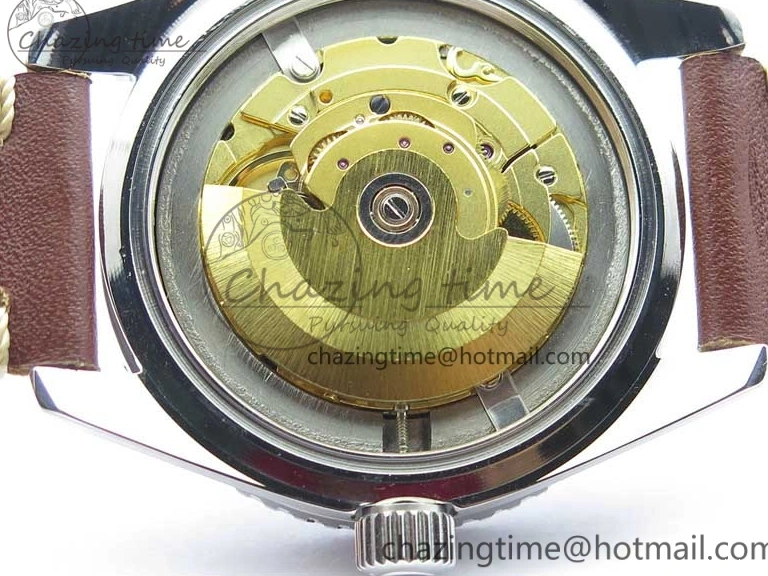 0414 Vintage Seamaster 300 Date T SS B12 Black Dial On Brown Leather Strap A2836 (Free Nylon Strap) WeatherProof 7911